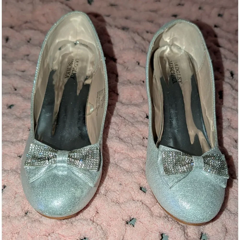 Badgley Mischka Little Kids Big Girls Medium Heel Dress Pump Shoes Silver Size 6